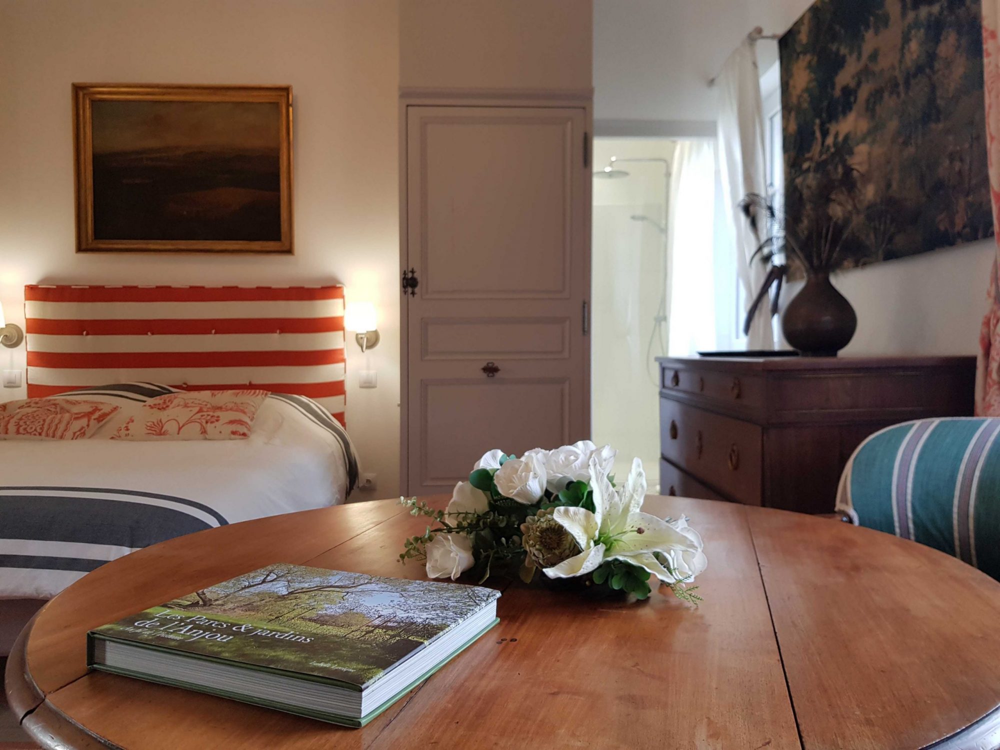 Chambre d'hôtes au château avec vue sur salle de douche