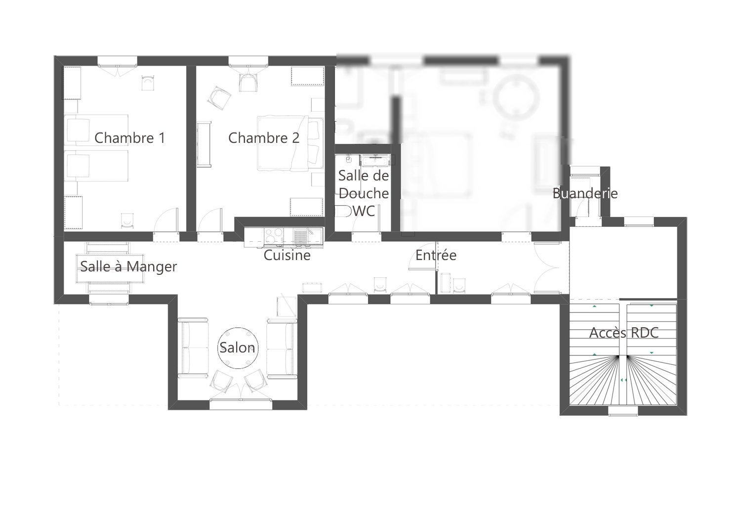 Plan de l'appartement au chateau au 1er étage du Chateau de Salvert