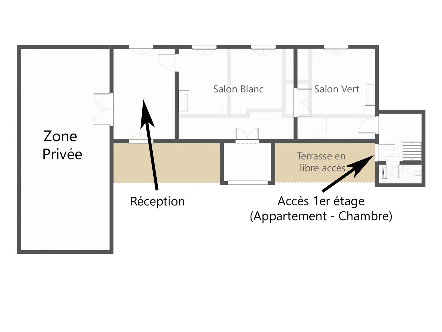 Plan du rez de chaussée du château de Salvert Chambre d'hôtes