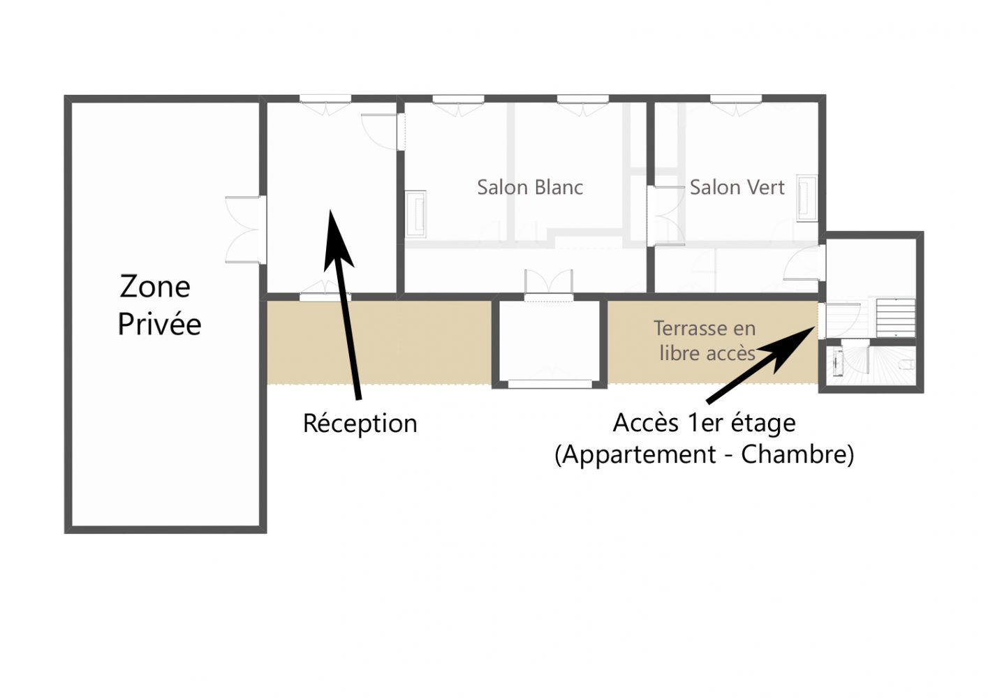 Plan du rez de chaussée du château de Salvert Chambre d'hôtes