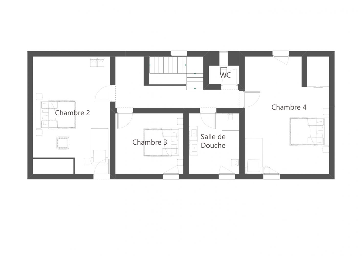 Plan 1er étage gite cottage le pressoir