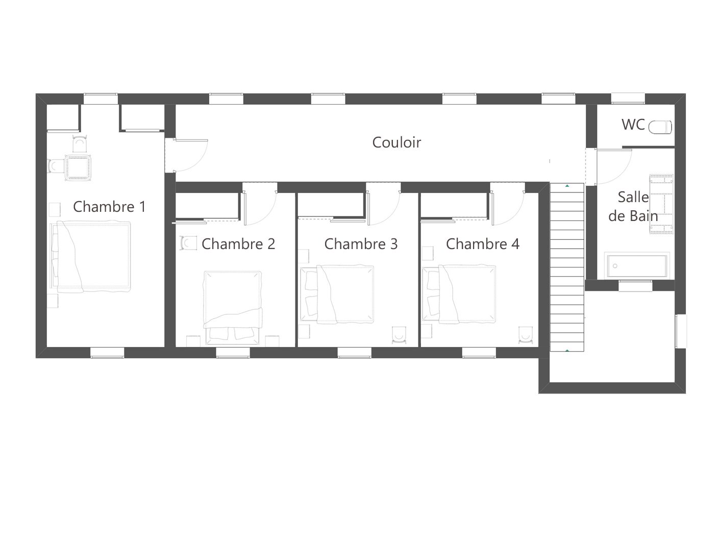 Plan rez de chaussée gite la boulangerie