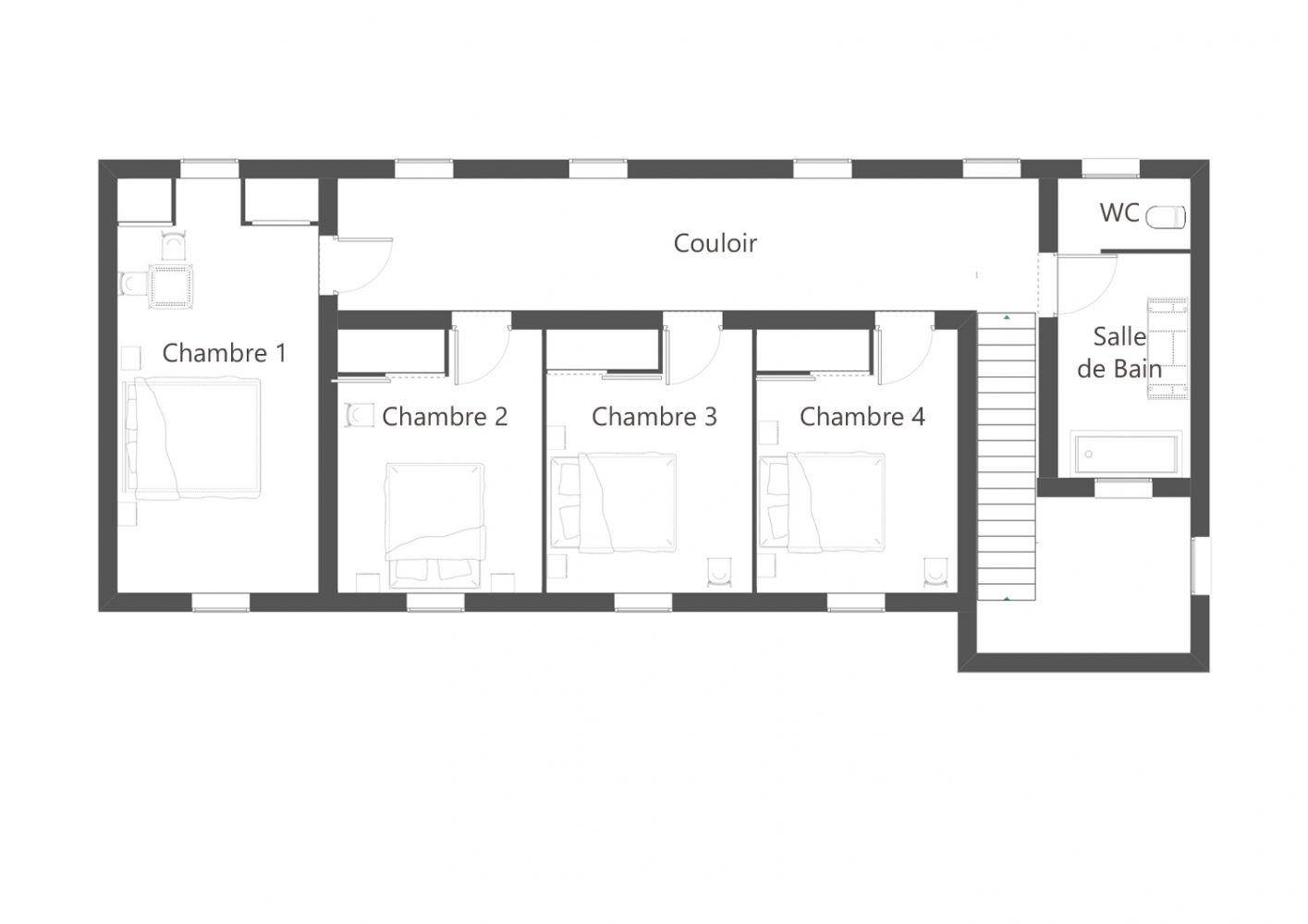 Plan rez de chaussée gite la boulangerie